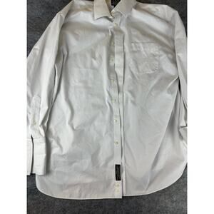 Jos A.‎ Bank Wrinkle Free White Gray Check Cuff Link Dress Shirt 17-34